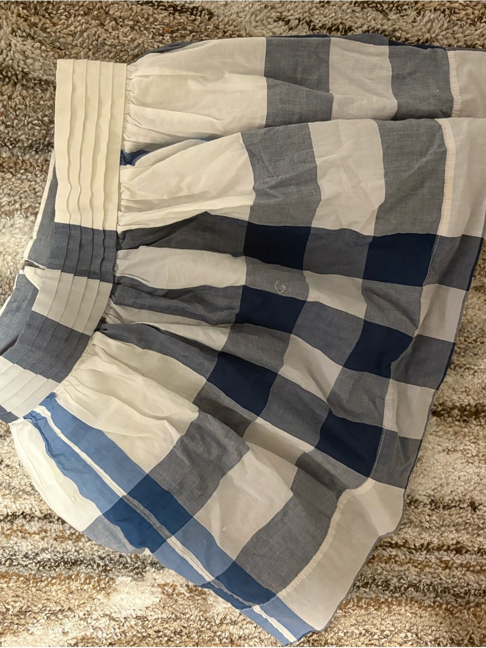 Burberry Blue and White Check Pleated Skirt
